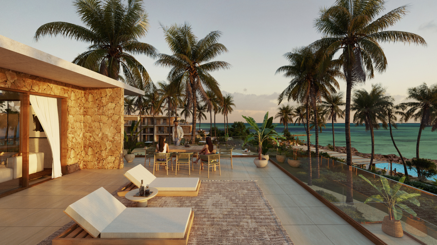 Ocean view from the penthouse terrace at sunset, Seasons Residences