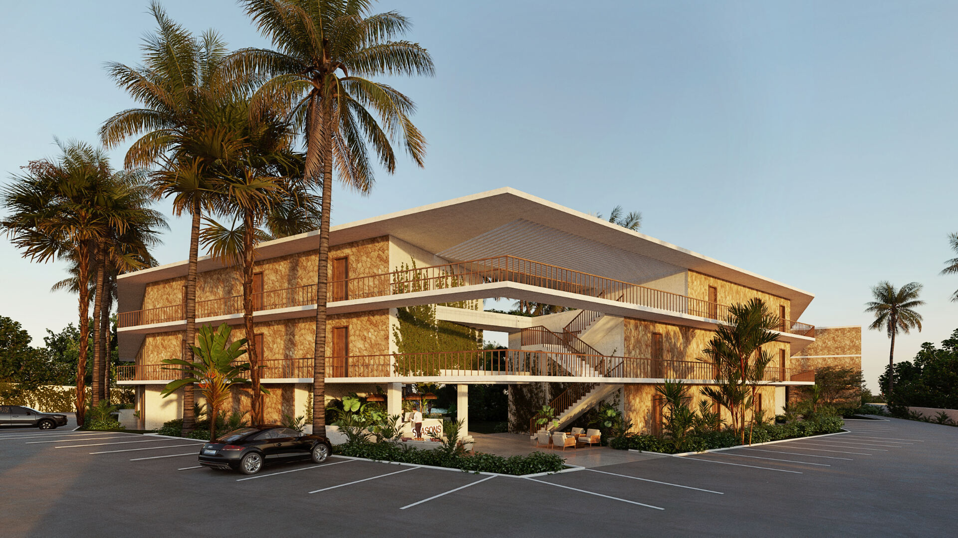 Seasons Lodge seen from the beach, Pongwe — the existing operation